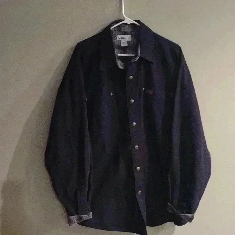 Vintage Carhartt black flannel lined barn jacket mens xlarge‎
